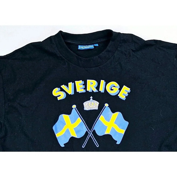 No Problem Sportswear Size XL Men's Black Sverige Sweden Short Sleeve Cotton Tee - Picture 5 of 10